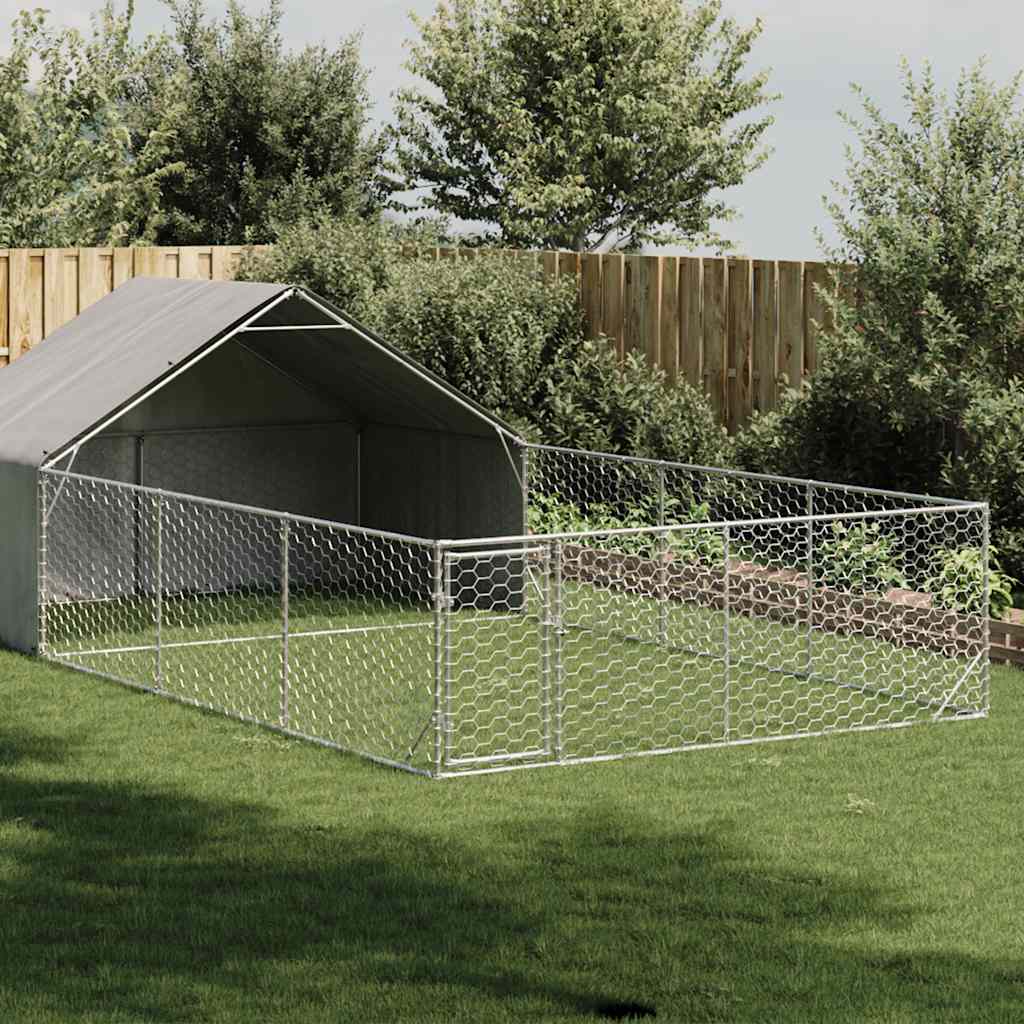 Hondenkennel met ren 7x3x1,9 m gegalvaniseerd staal