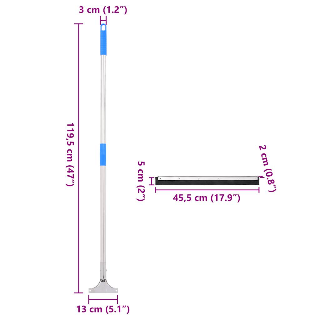 Vloerwisser 45,5x119,5 cm staal en rubber - AllerleiShop