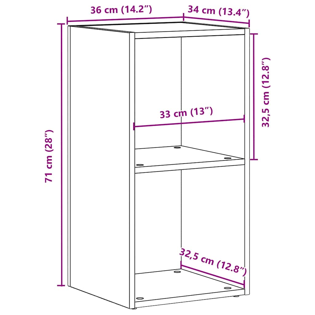 LP Opbergbox 71x34x36 cm spaanplaat zwart eikenkleurig