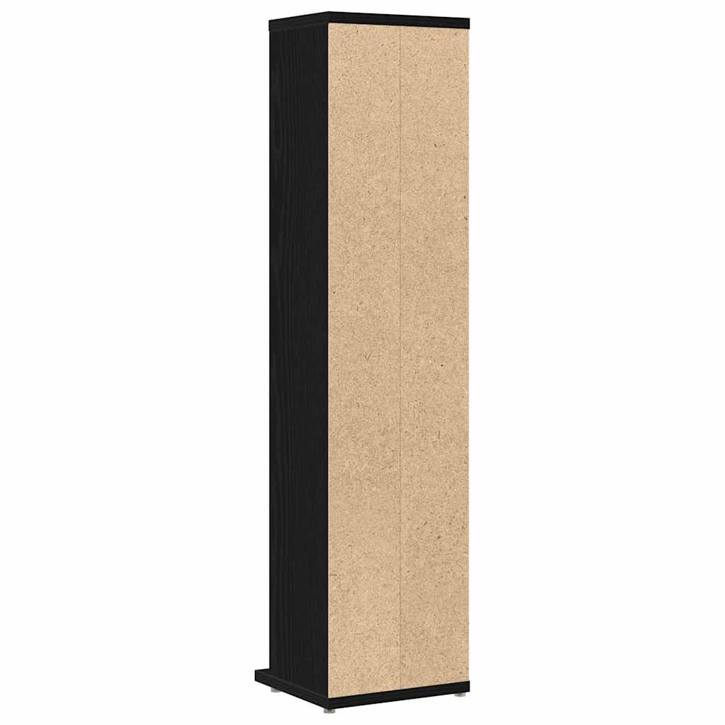 Zwarte Eiken CD-kast met 6 Open Vakken - 21x20x88 cm