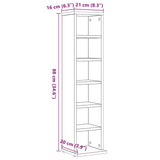 Zwarte Eiken CD-kast met 6 Open Vakken - 21x20x88 cm