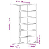 Schoenenrek 54x34x100,5 cm spaanplaat zwart eikenkleurig