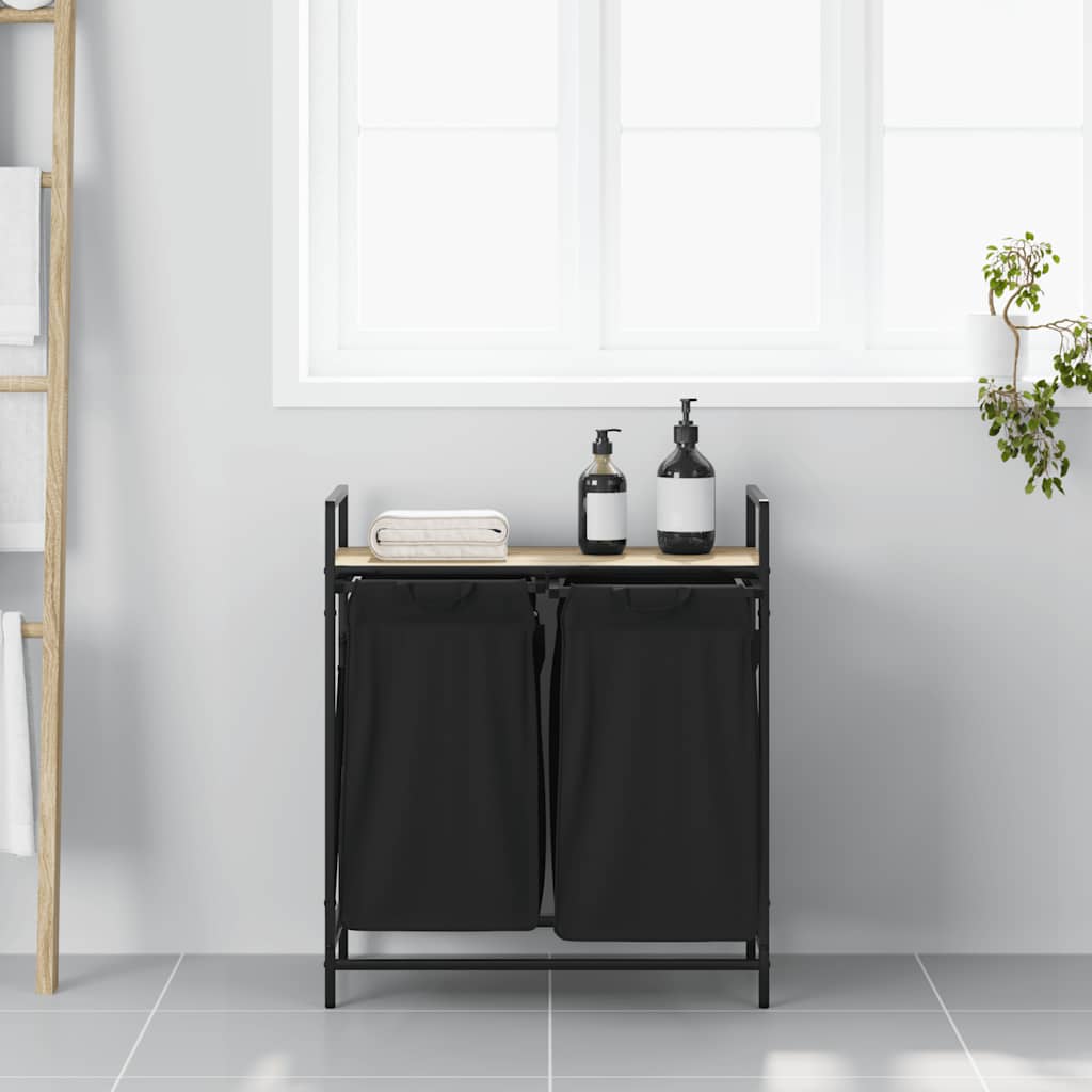 Wasmand 2 vakken met plank sonoma eikenkleurig