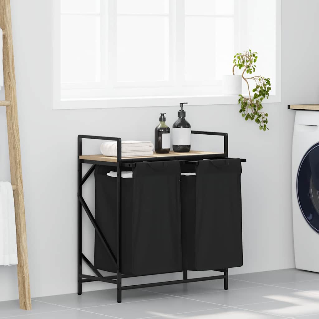 Wasmand 2 vakken met plank sonoma eikenkleurig