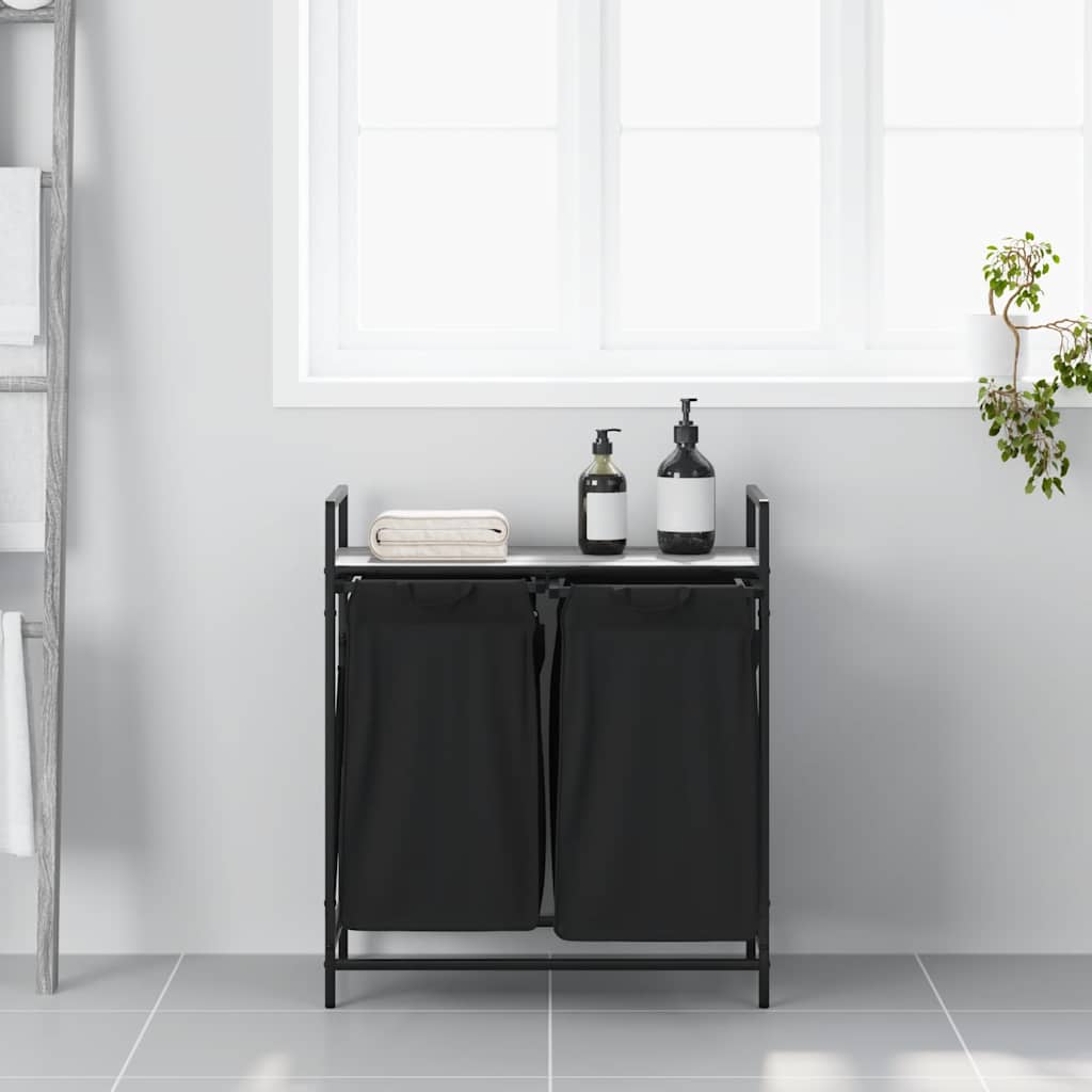Wasmand 2 vakken met plank grijs sonoma eiken