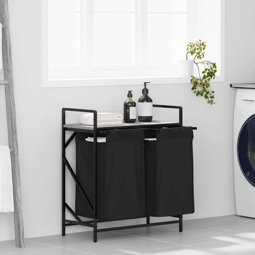 Wasmand 2 vakken met plank grijs sonoma eiken