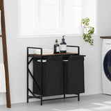 Wasmand 2 vakken met plank bruin eikenkleurig