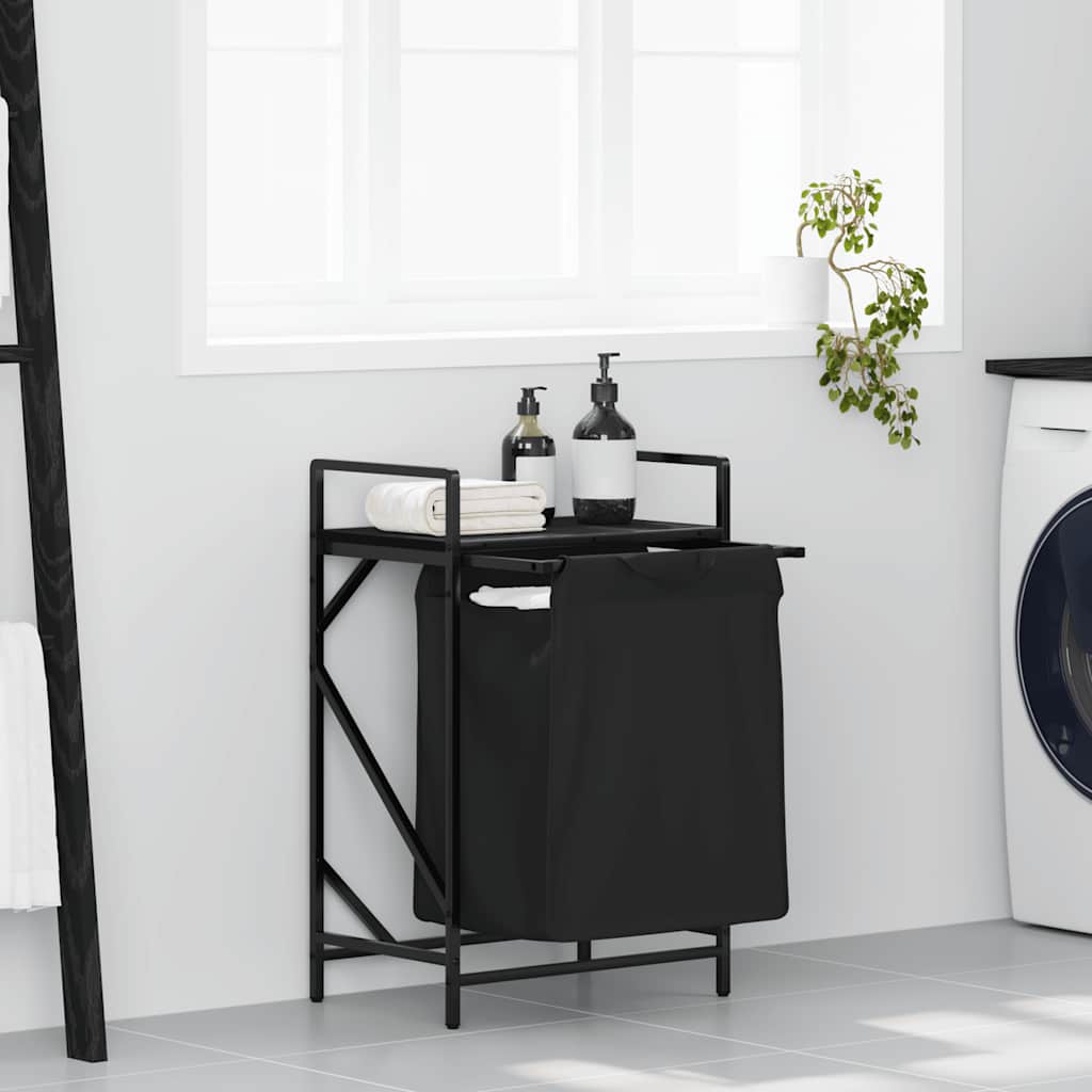 Wasmand 1 vak met plank zwart eikenkleurig