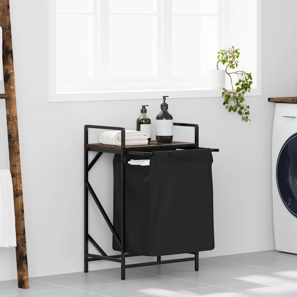 Wasmand 1 vak met plank gerookt eikenkleurig