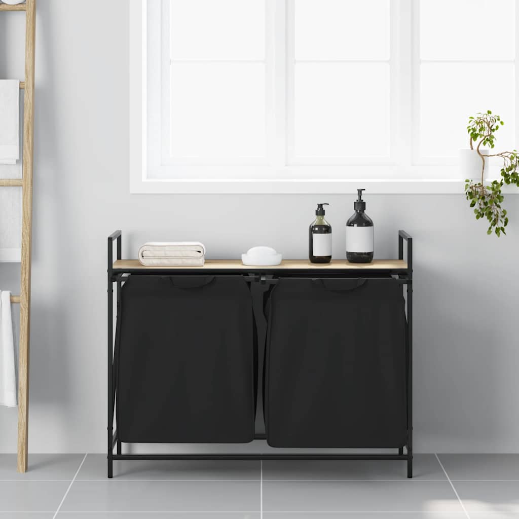 Wasmand 2 vakken met plank sonoma eikenkleurig