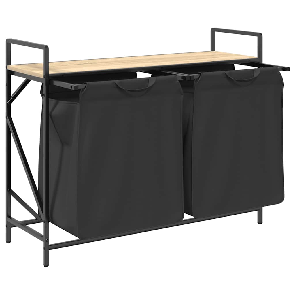 Wasmand 2 vakken met plank sonoma eikenkleurig