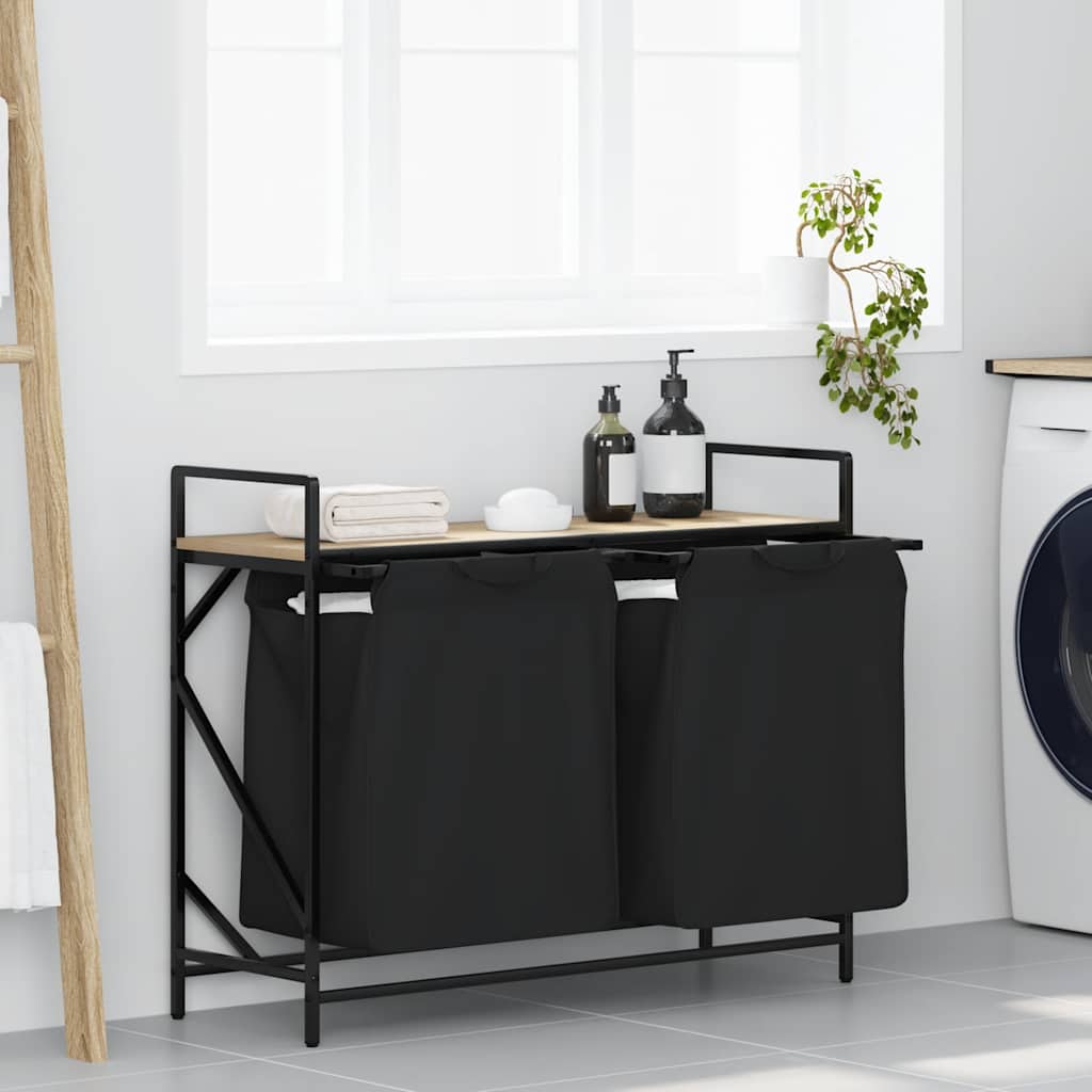 Wasmand 2 vakken met plank sonoma eikenkleurig