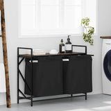 Wasmand 2 vakken met plank gerookt eikenkleurig