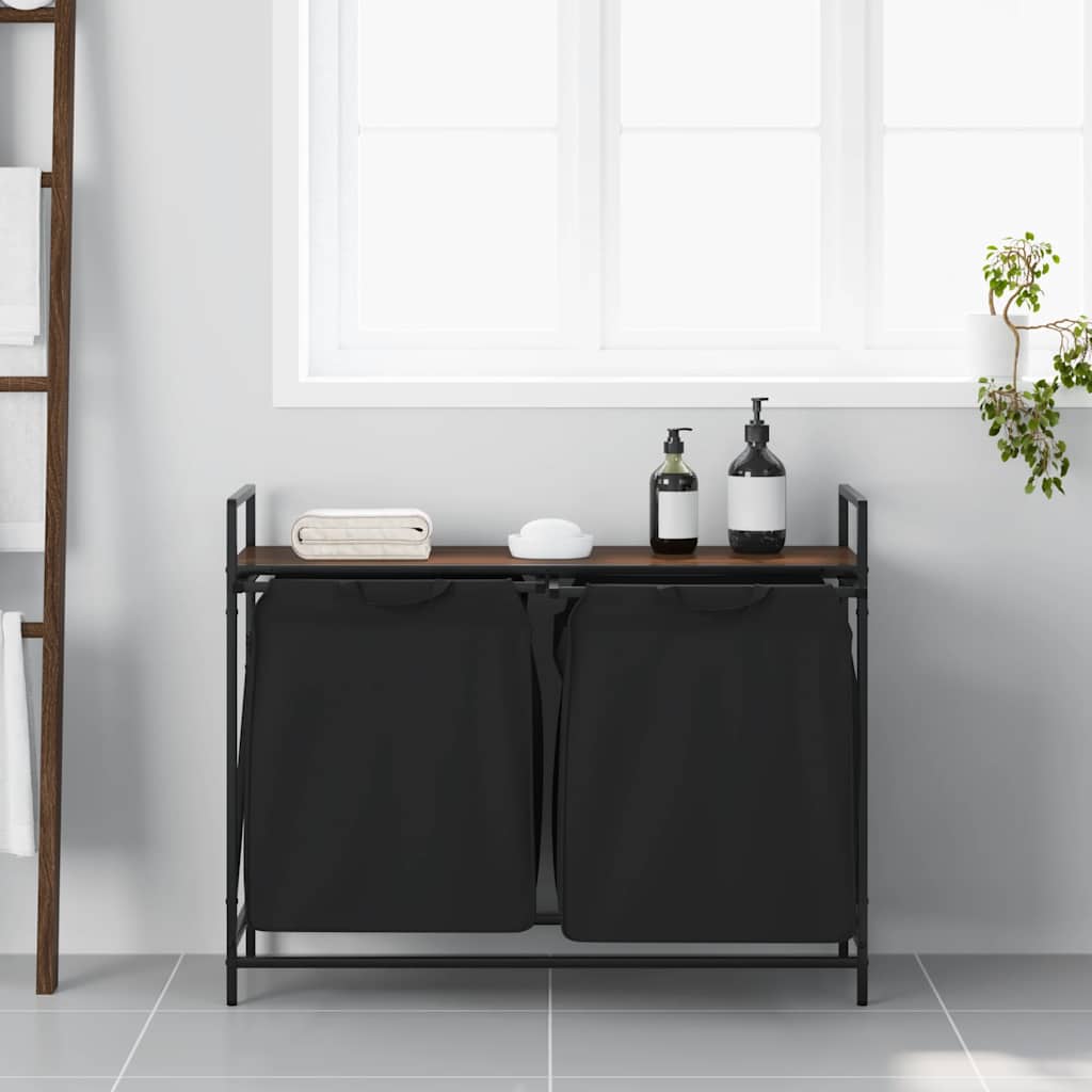 Wasmand 2 vakken met plank bruin eikenkleurig