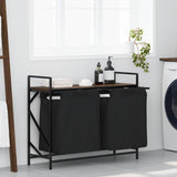 Wasmand 2 vakken met plank bruin eikenkleurig