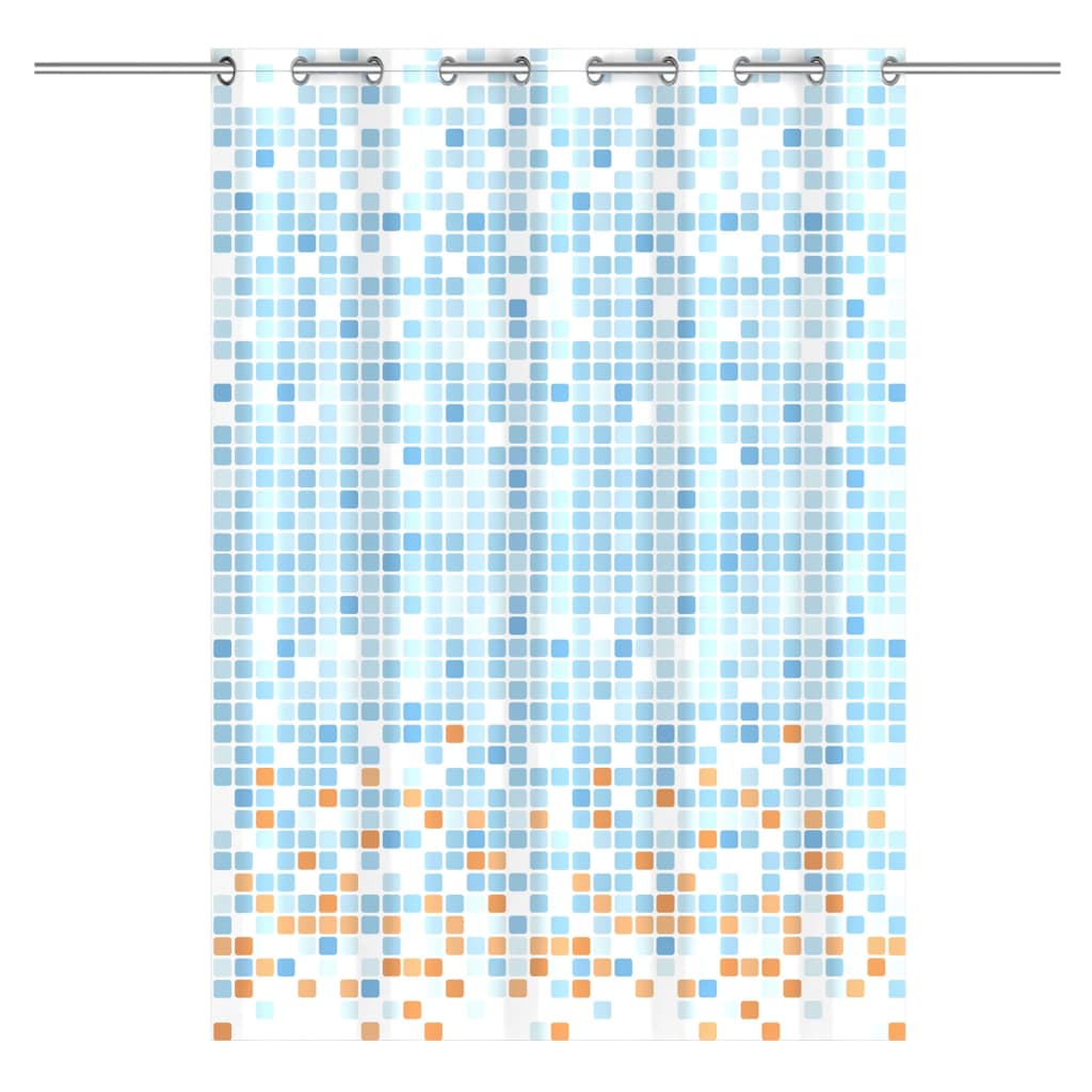 EISL Douchegordijn met mozaïek 200x180x0,2 cm blauw en oranje - AllerleiShop