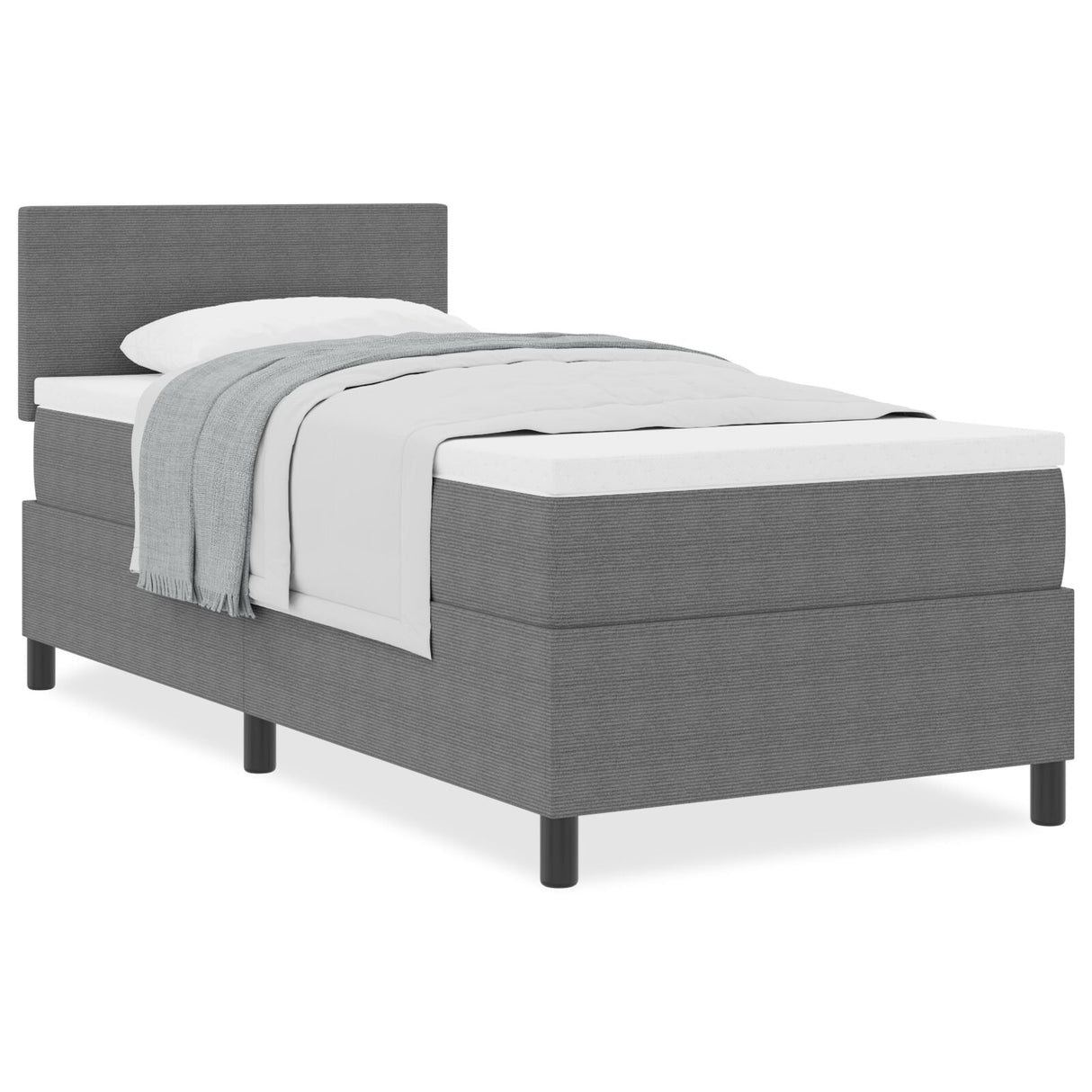 Boxspringbed met matras Lichtgrijs 80x200 cm Corduroy stof