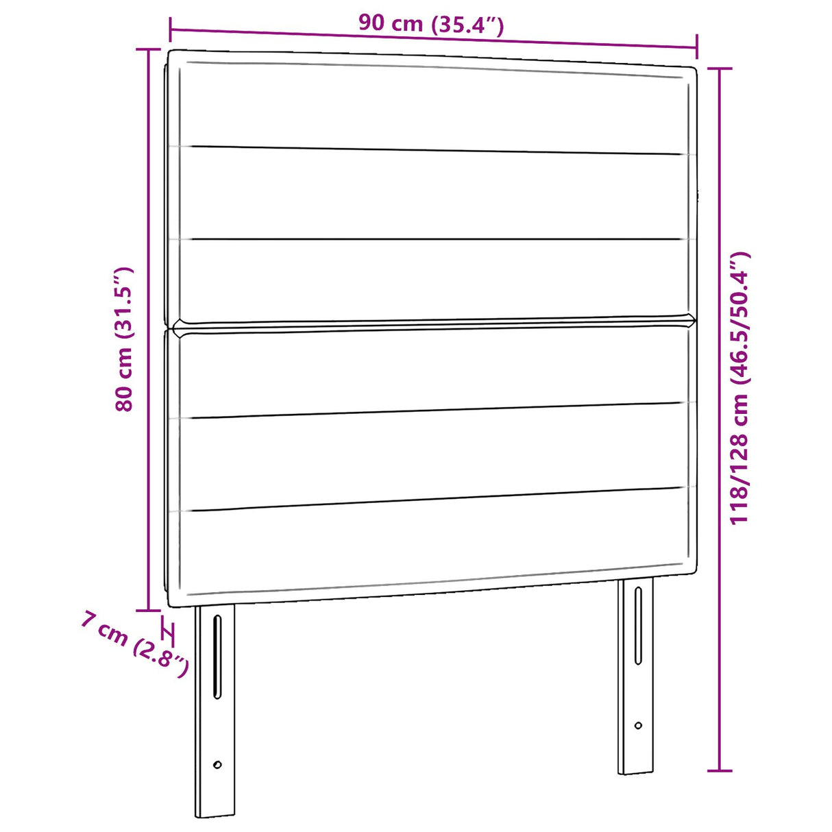 Hoofdbord Zwart Stof 90 cm Hoofdbord Rechthoekig Modern