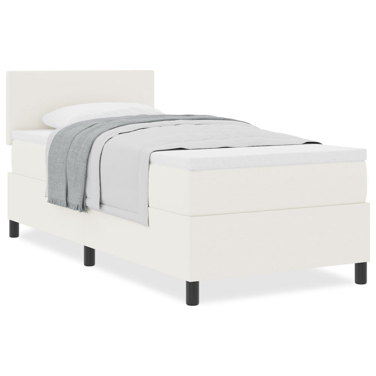 Boxspring Bed met Matras Crème 80x200 cm Corduroy Stof