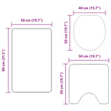 3-delige badmatset Paars Polypropyleen Antislip