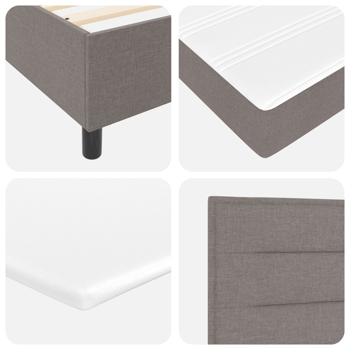 Boxspring Bed met Matras Taupe 80x200 cm Stof