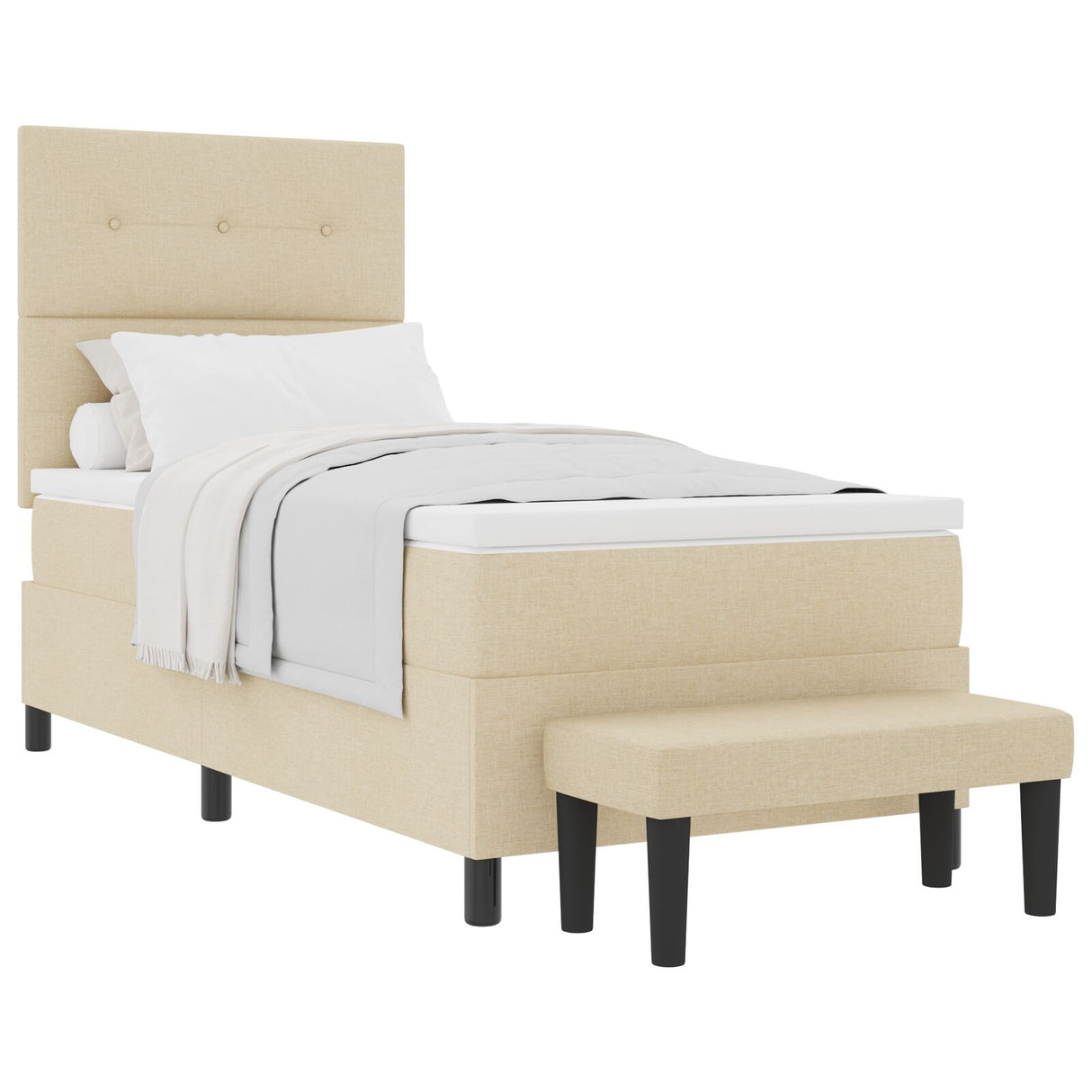 Boxspringbed met Matras & Bank Crème 80x200 cm Stof