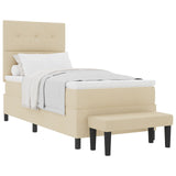 Boxspringbed met Matras & Bank Crème 80x200 cm Stof