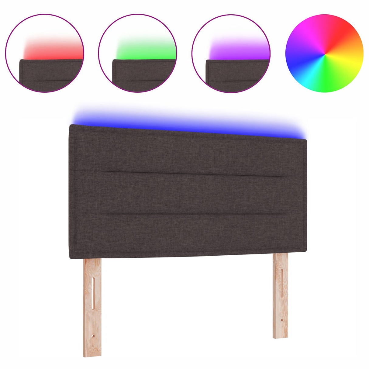 LED Hoofdbord Lijnen Ontwerp Donker Bruin 80 cm Stof