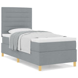 Boxspring Bed met Matras Lichtgrijs Eenpersoons Stof