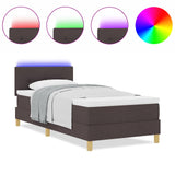 Boxspring Bed met Matras & LED Donkerbruin 90x190 cm Stof