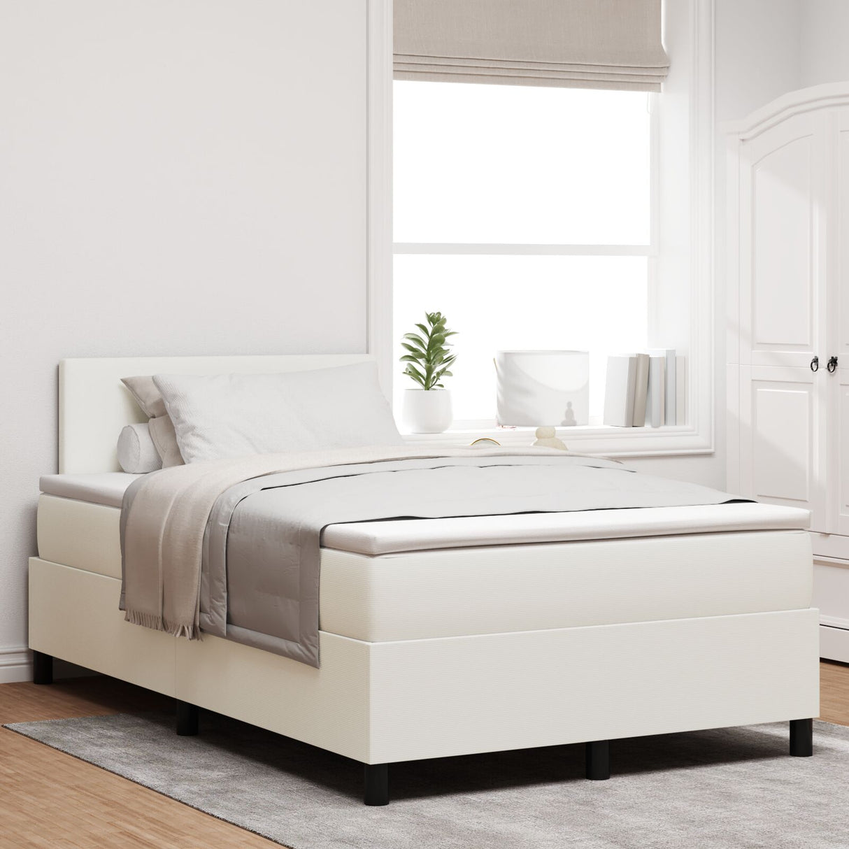Boxspringbed met Matras Crème Klein Dubbel Corduroy Stof