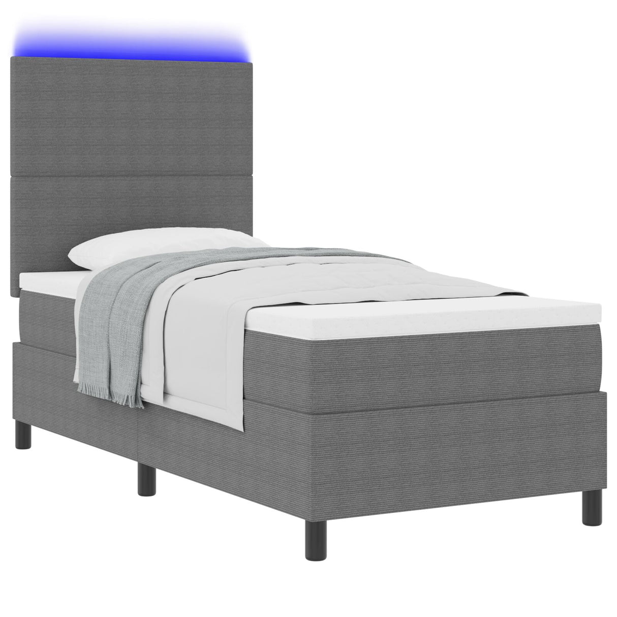 Boxspring Bed met Matras & LED Licht Grijs 80x200 cm Corduroy Stof