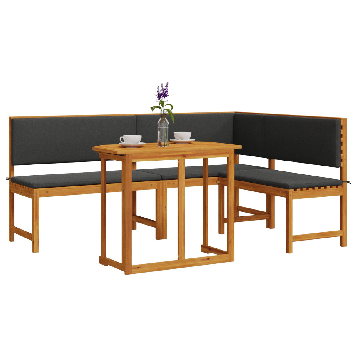3-delige Tuin Bistro Set met Kussens van Massief Acaciahout