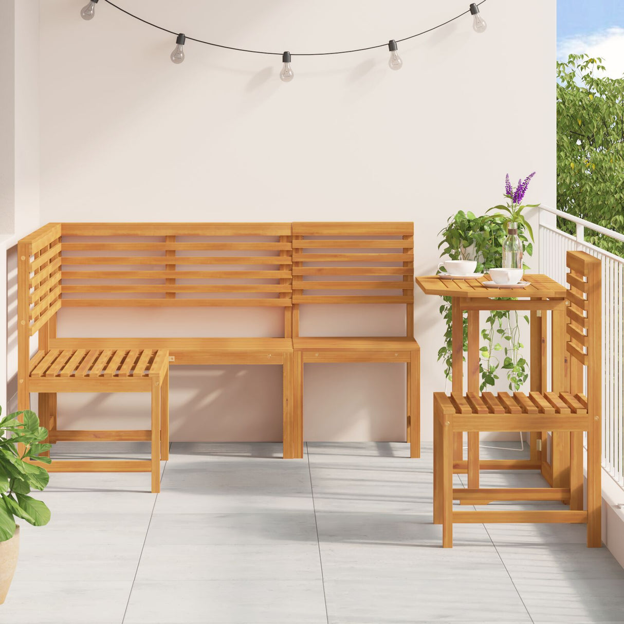 4-delige tuin eetset - Massief acaciahout