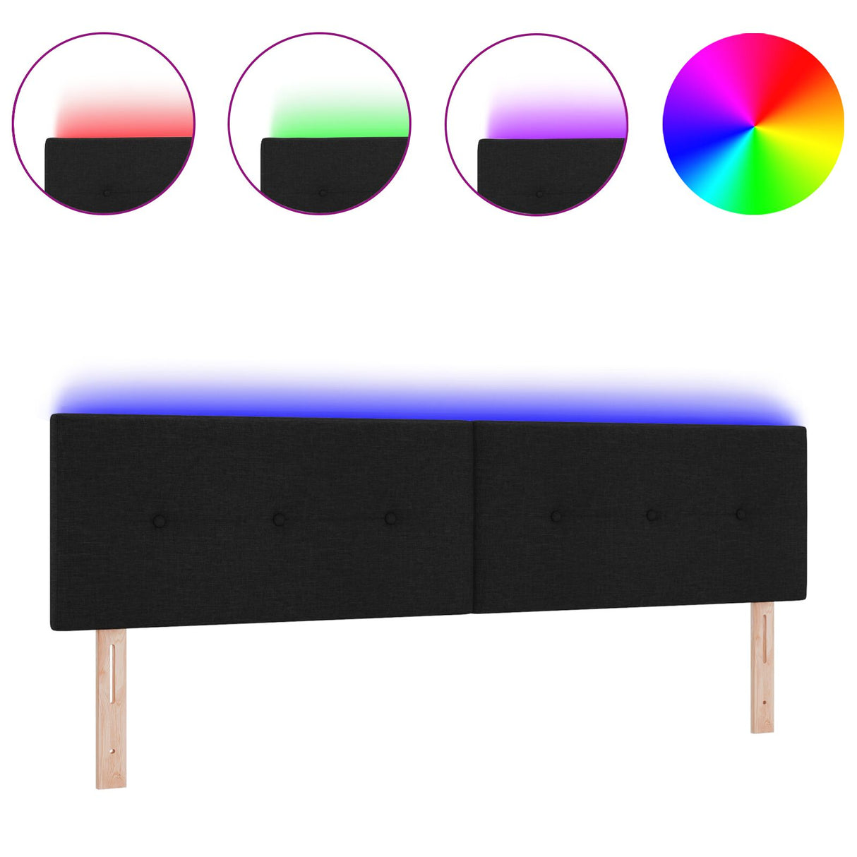 LED Hoofdbord Geplooid Zwart 90 cm Stof