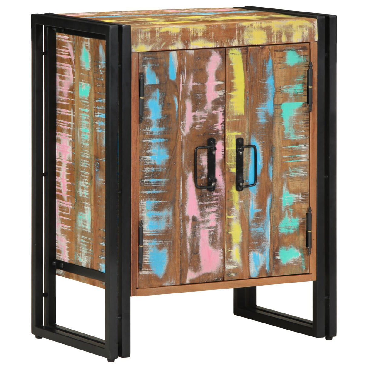 Schoenkast Zwart 30x30x40 cm Massief gerecycled hout en staal