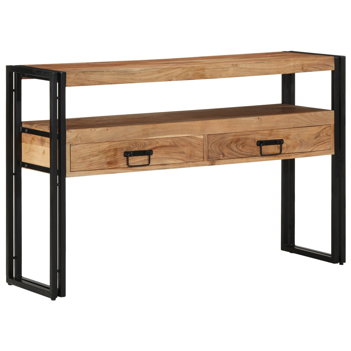 Bijzettafels Zwart 120x33x75 cm Massief acaciahout en metaal