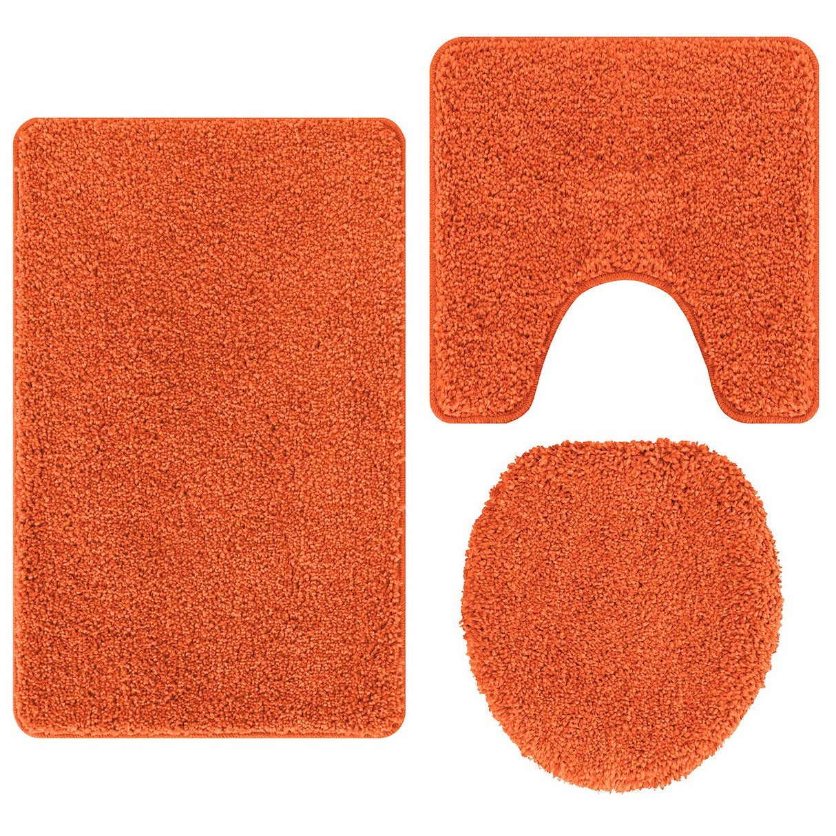 3-delige Badmat Set Oranje Polypropyleen Antislip