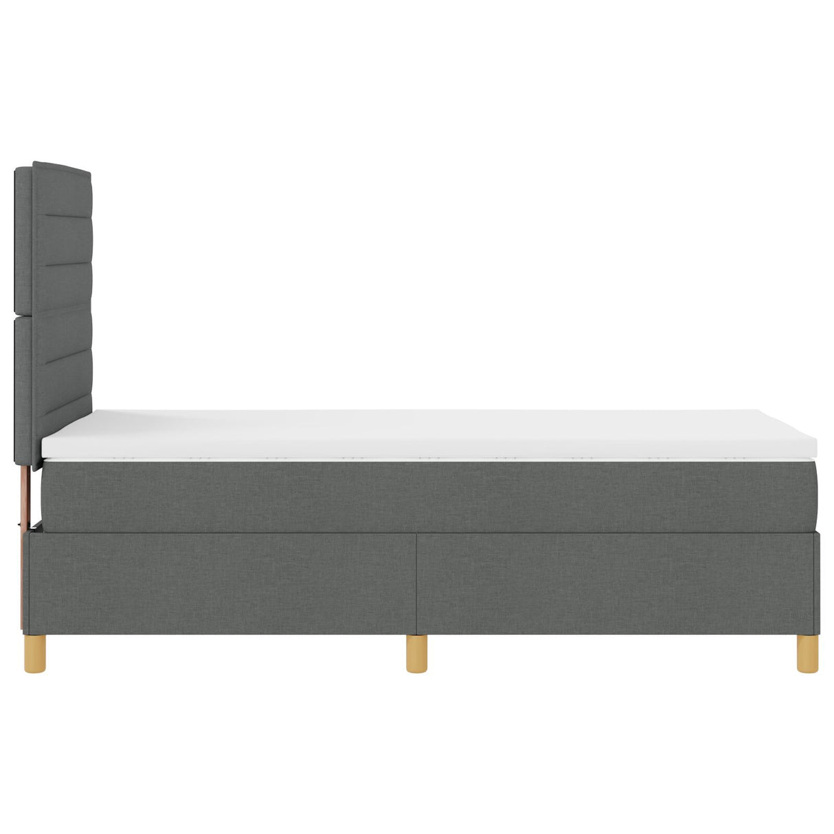 Boxspring Bed met Matras Donkergrijs Eenpersoons Stof