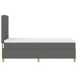 Boxspring Bed met Matras Donkergrijs Eenpersoons Stof