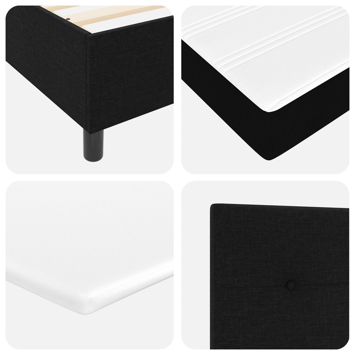 Boxspringbed met Matras Zwart Eenpersoons Stof