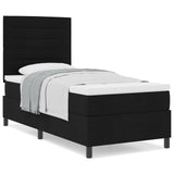 Boxspring Bed met Matras Zwart eenpersoons Stof