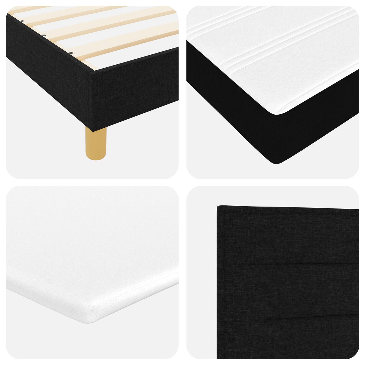 Boxspringbed met Matras Zwart 80x200 cm Stof