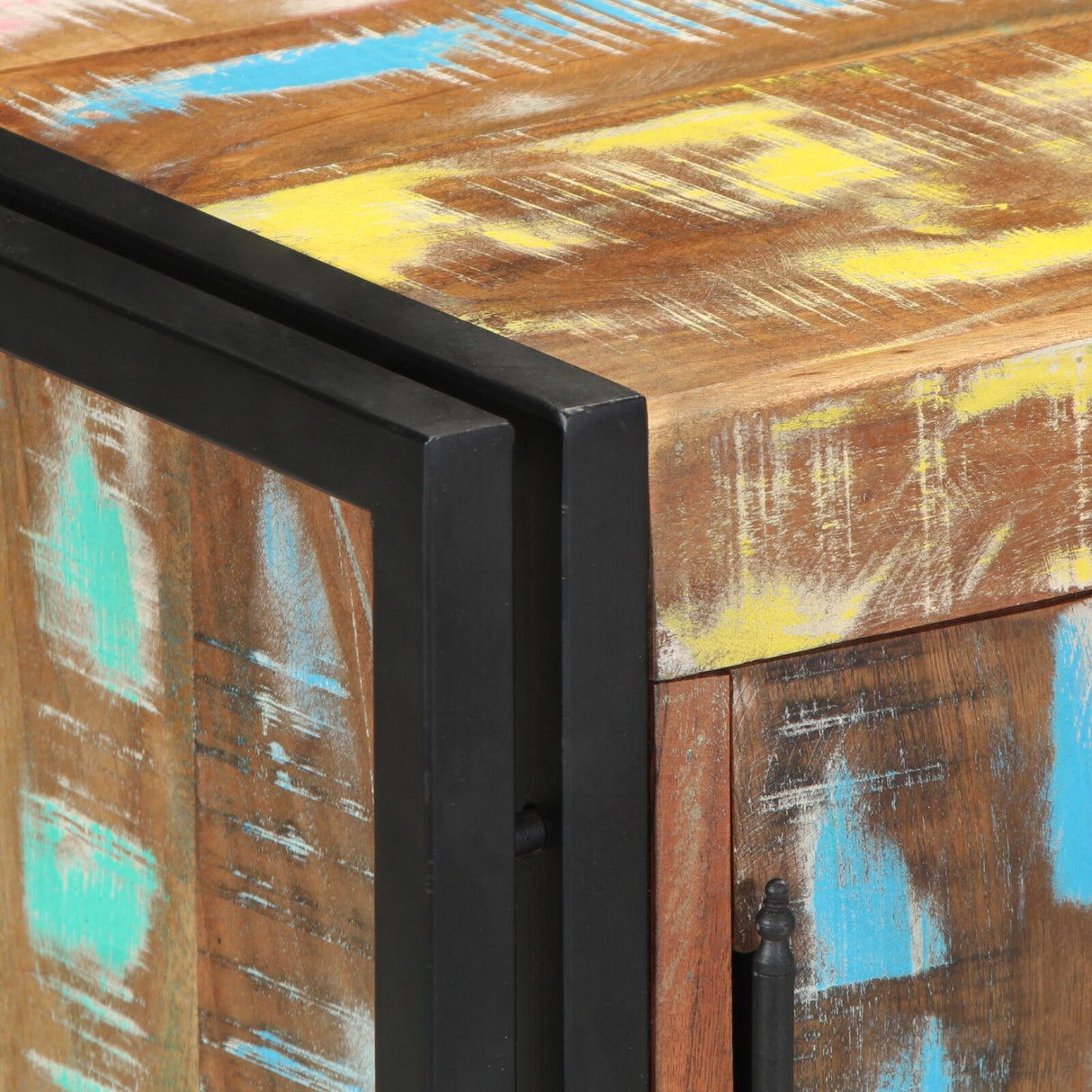 Schoenkast Zwart 30x30x40 cm Massief gerecycled hout en staal
