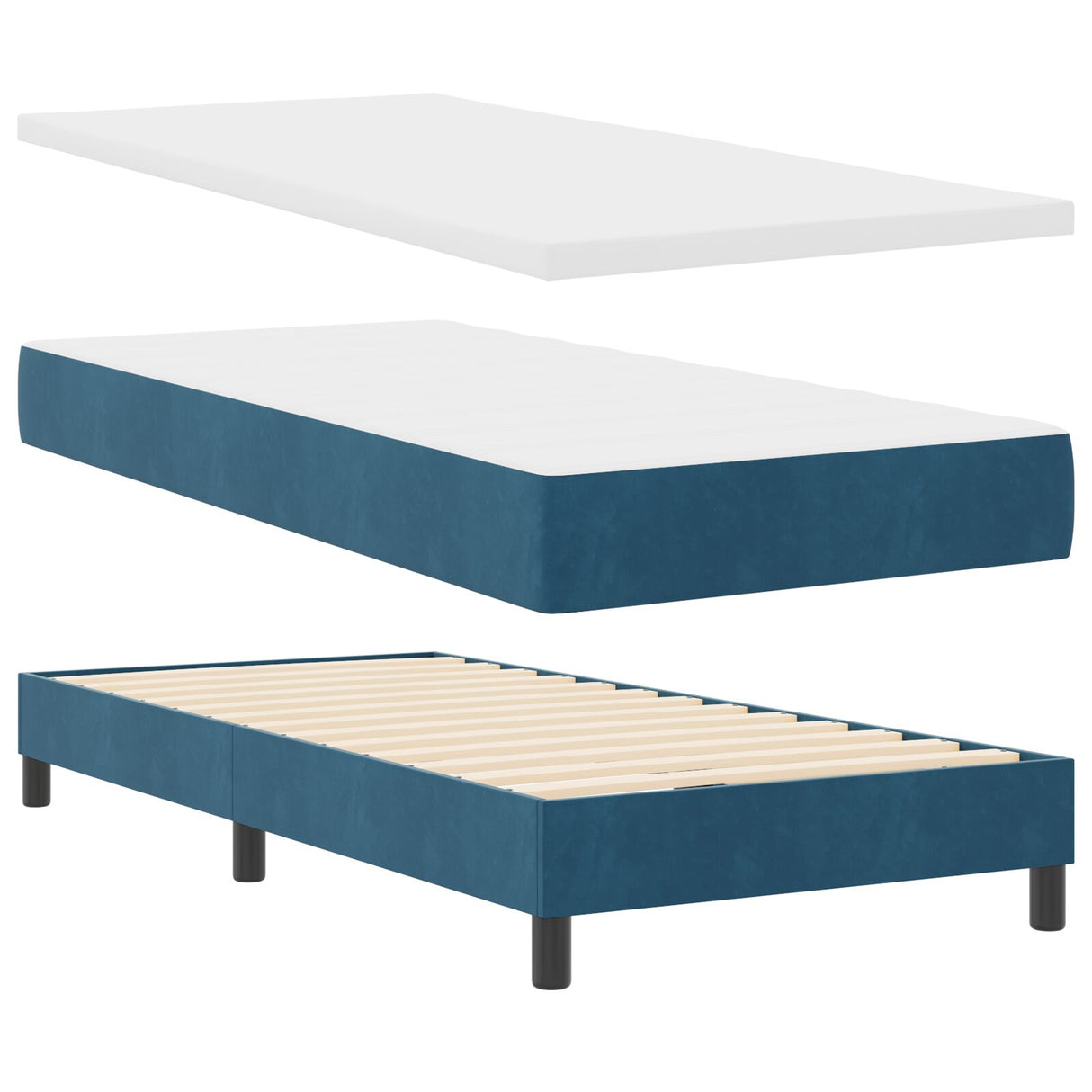 Boxspring Bed met Matras Donkerblauw 80x200 cm Velvet