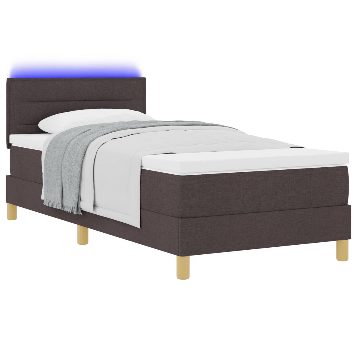 Boxspringbed met Matras & LED Donkerbruin 90x190 cm Stof