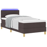 Boxspringbed met Matras & LED Donkerbruin 90x190 cm Stof
