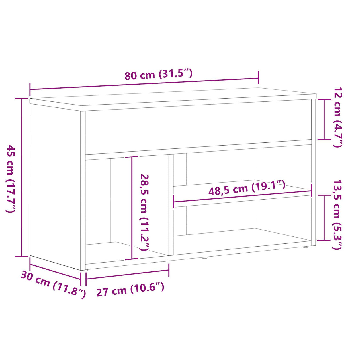 Bankje Zwart Eiken 60x30x45 cm Geengineerd Hout