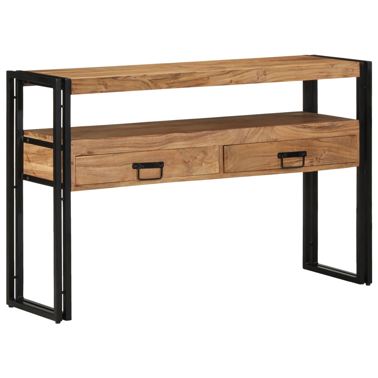 Bijzettafels Zwart 120x33x75 cm Massief acaciahout en metaal