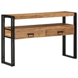Bijzettafels Zwart 120x33x75 cm Massief acaciahout en metaal